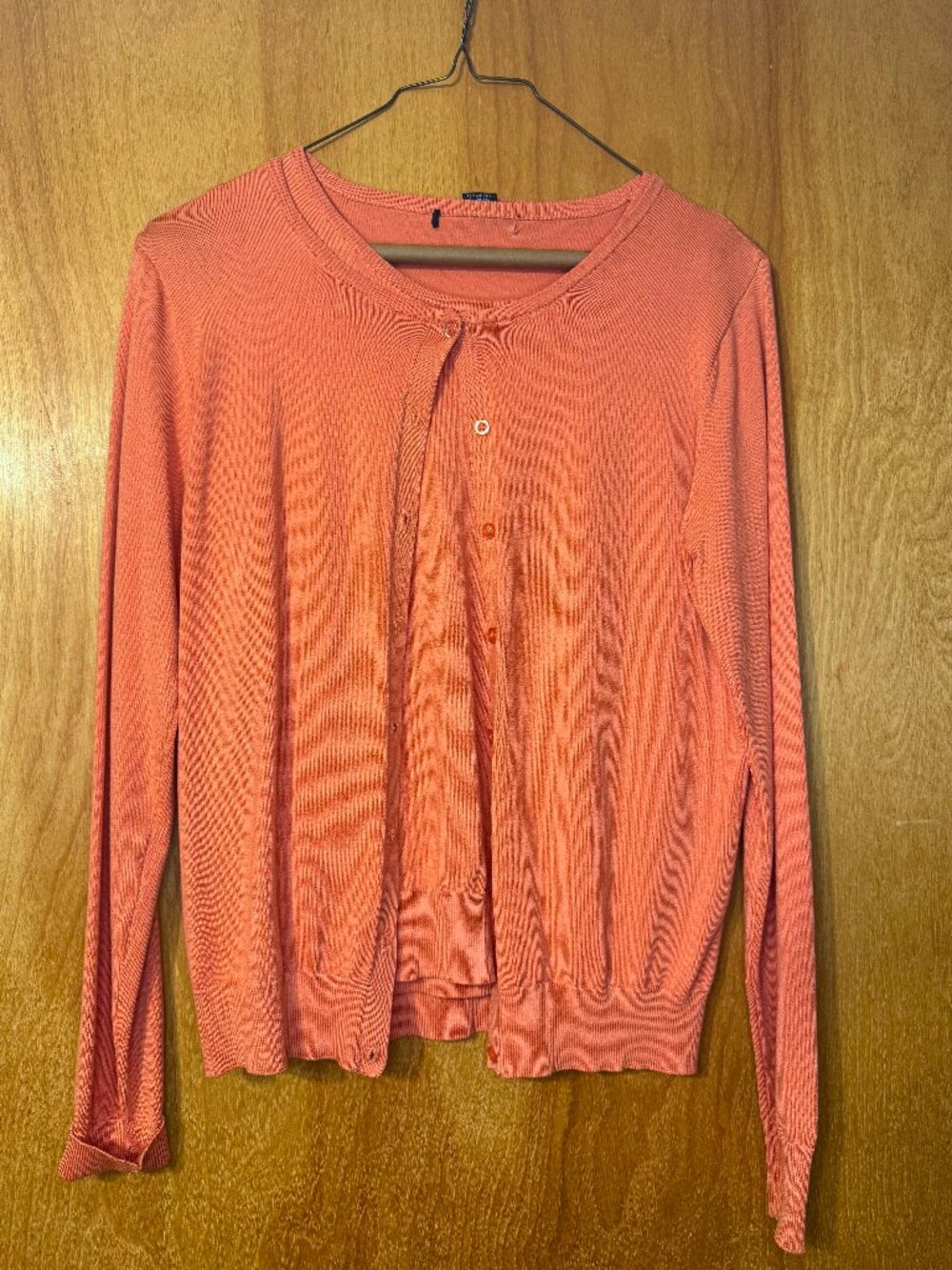 Vintage August Silk Coral Pink 2-Piece Cardigan & Tank Twin Set Sz M